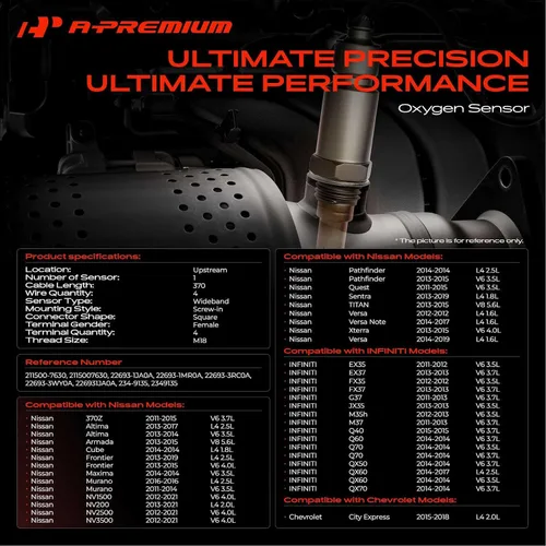 Vista 2 de A-Premium Sensor de oxígeno O2 ascendente compatible con modelos Nissan, Infiniti y Chevrolet - Altima 2013-2017, Sentra, Versa, Frontier, Murano