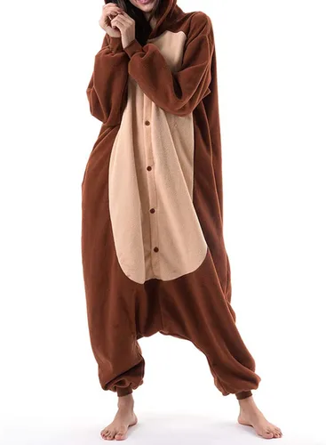 Vista 3 de FULA-bao Pijama unisex de animales para adultos, Halloween, Navidad, ropa de dormir de felpa de una pieza, traje de cosplay para mujeres y hombres