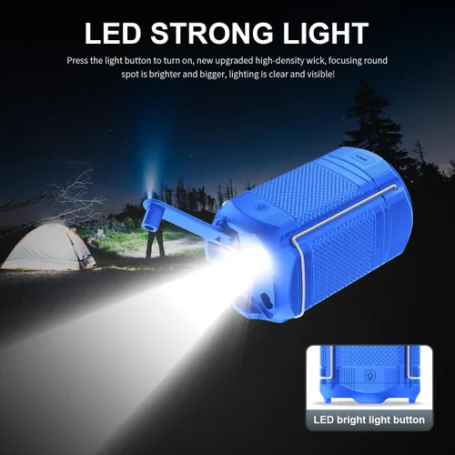 Vista 7 de Linterna de camping 5000mAh Solar con manivela telescópica, linterna LED recargable con USB, carga portátil para cortes de energía, lámpara