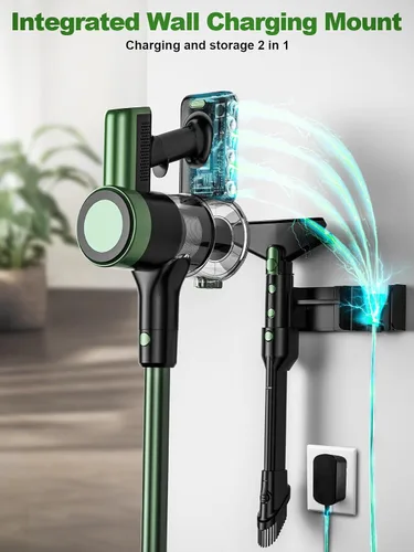 Vista 8 de Aspiradora inalámbrica, aspiradoras de 58 Kpa para el hogar, aspiradora de palo de 55 minutos con autoservicio y pantalla LED, antienredos y carga