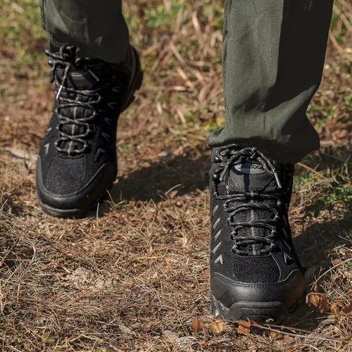 Vista 3 de SHULOOK Botas de senderismo impermeables para hombre, antideslizantes, ligeras, de tobillo, de media altura, transpirables, para excursionismo