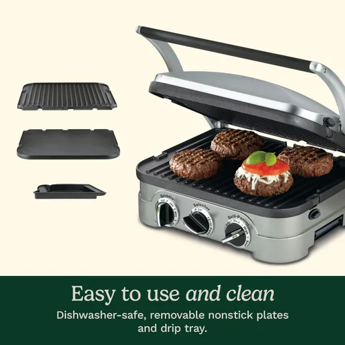 Vista 6 de Cuisinart Panini - Plancha 5 en 1 de 1500 W, apta para lavavajillas