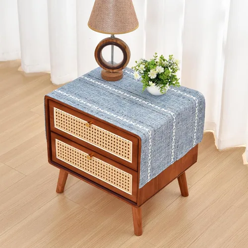 Vista 23 de NEWISHER Mantel cuadrado pequeño bordado rústico de 20 x 20 pulgadas, mantel de tela jacquard a rayas lavable para mesa de comedor para mesita