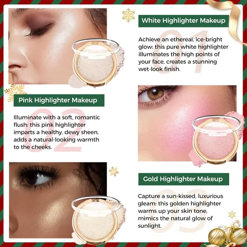 Vista 7 de YOUNG VISION Polvo Compacto Iluminador, Polvo de Contorno de Brillo Natural Horneado y Resaltador Facial, Libre de Crueldad, Maquillaje de Resaltado