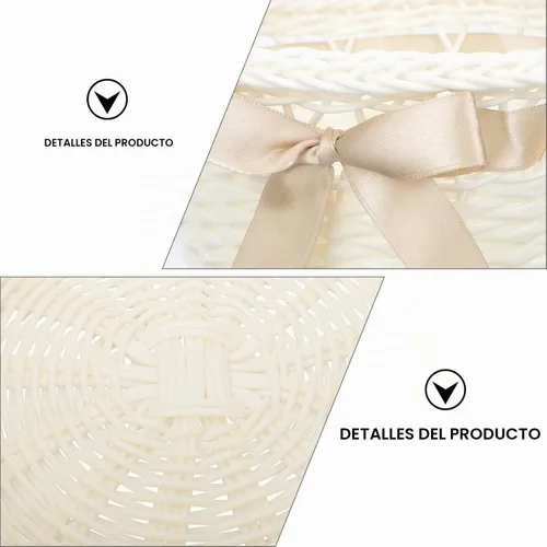 Vista 7 de Cesta de mimbre con asa, cesta de flores de ratán, huevos de Pascua, cesta de dulces para decoración