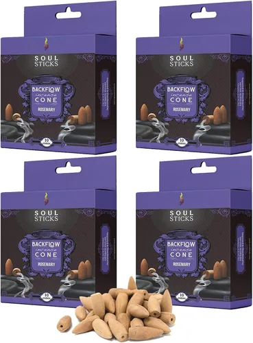Vista 17 de Conos de incienso de reflujo – 40 conos orgánicos hechos a mano para quemador de cascada Paquete de 4 aromas aromáticos de larga duración Go Away