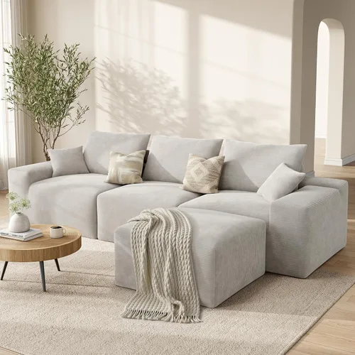 Vista 11 de LIKIMIO AuraCord - Sofá tumbono modular en forma de L, sofá modular sin hueso de 120 pulgadas para sala de estar, asiento profundo de gran