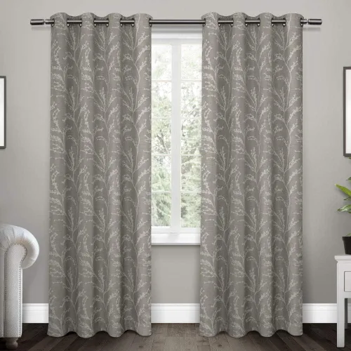Vista 9 de EXCLUSIVE HOME Kilberry - Par de paneles de cortinas opacas con ojales en la parte superior, 52 x 63 pulgadas, gris ceniza