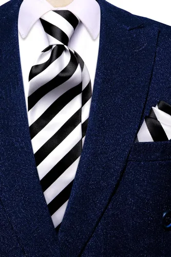 Vista 27 de Hi-Tie Corbatas de seda para hombre, diseño de cachemira a rayas, con bolsillo, gemelos cuadrados, conjunto formal de negocios