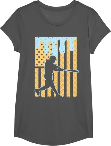 Vista 34 de Camiseta de béisbol Drip Boys Dripping Ice Cream Baseball American Flag, Negro -, Pequeña