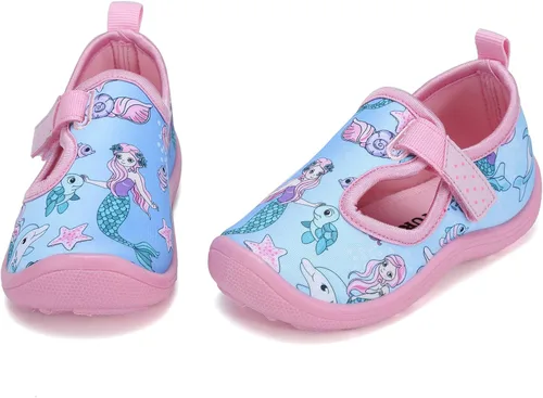 Vista 2 de FANTURE Zapatos de agua para niños y niñas, lindas sandalias acuáticas, playa, piscina, parque acuático, tenis acuáticos, para niños pequeños