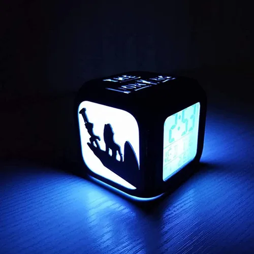 Vista 3 de Reloj despertador Forest Lion King creativo 3D LED pequeño despertador para habitación de los niños dormitorio con luz nocturna LED reloj