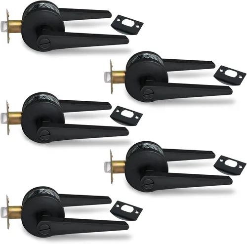 Vista 18 de MD8820-DB-BK-1P - Manija de puerta de privacidad sólida para dormitorio y baño, acabado negro mate