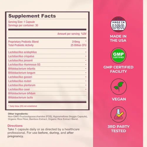 Vista 8 de Mama Natural Paquete prenatal – Vitaminas prenatales orgánicas para mujeres + probióticos seleccionados específicamente para el embarazo