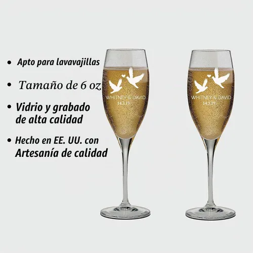 Vista 3 de Juego de 2 copas de champán para dama de honor, copas de champán personalizadas para damas de honor, copas de champán para damas de honor