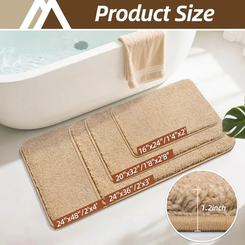 Vista 7 de COSY HOMEER Alfombras extra gruesas para el baño, tapetes de baño antideslizantes, tapete de felpa suave, peludo y 100% micro poliéster, tapete