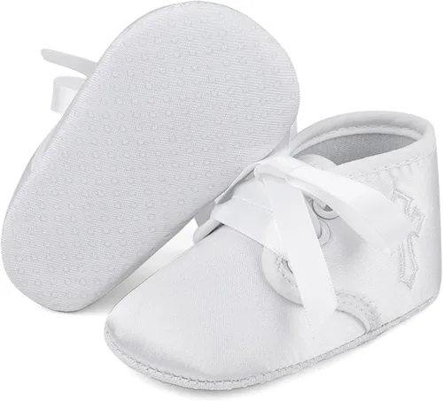Vista 4 de Zapatos de bautizo de cruz suave para bebés y niños pequeños