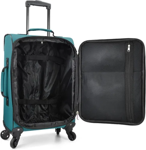 Vista 8 de U.S. Traveler Rio - Maleta ligera de mano de 20 pulgadas, diseño expandible de lado suave, duradera, para negocios y viajes, verde azulado, Rio
