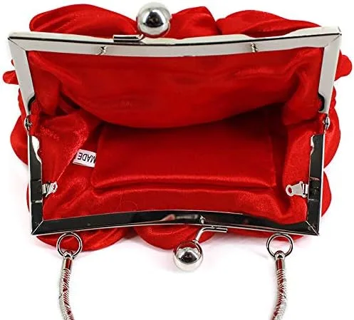 Vista 5 de Buddy - Bolso de mano de satén suave para mujer, con forma de rosa, para boda, fiesta