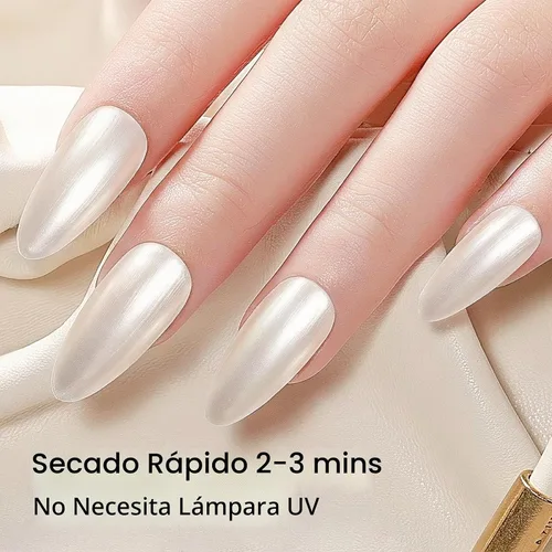 Vista 6 de MIZHSE Esmalte de uñas blanco perla de secado rápido, esmalte de uñas