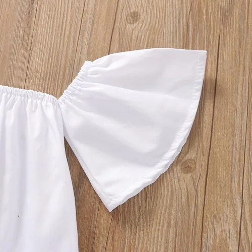 Vista 5 de Moonker Conjunto de ropa de 2 piezas con hombros descubiertos para niños y niñas pequeñas