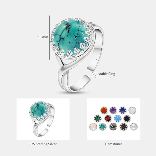 Vista 63 de 925 Sterling Silver Gemstone Rings for Women - Anniversary Rings for Women - Sterling Silver Rings for Women - Dainty Sterling Silver Rings