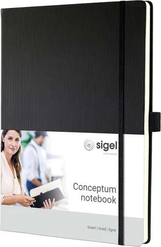 Vista 14 de Sigel CO116 Notebook CONCEPTUM®, negro, Tapa dura, forrado, tamaño A4+, con numerosas características