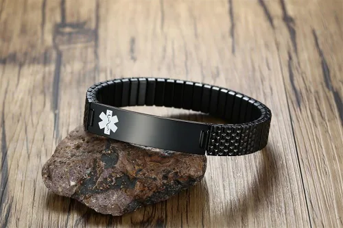 Vista 3 de VNOX Pulsera elástica de acero inoxidable chapada en negroplataoro para mujer y niña
