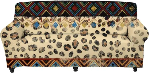 Vista 42 de Forchrinse Funda de sofá con estampado navajo africano para sofá de 1 cojín, funda elástica para sofá, protector de muebles para casa rural, hogar