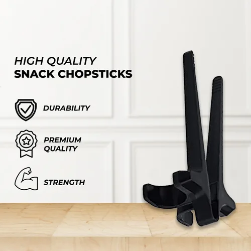 Vista 3 de Scooken 6 palillos de dedo para jugadores – Pinzas para agarrar aperitivos soporte en U – Utensilios para jugadores de aperitivos – Plástico