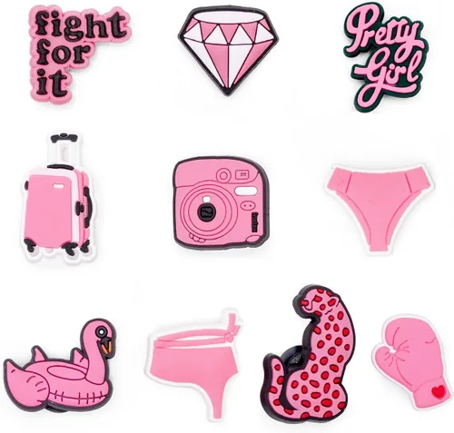 Vista 4 de Dijes para zapatos para niñas, bonitos dijes de diseñador, diamantes de imitación rosa para zapatos, dijes de burbujas para deslizar, perfectos