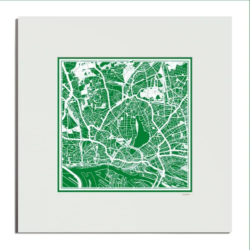 Vista 44 de O3 Design Studio Mapa de corte de papel de París, color negro mate, 20 x 20 pulgadas, arte en papel