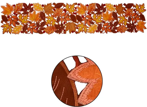 Vista 2 de Camino de mesa bordado de hojas de otoño para Acción de Gracias, decoraciones de cosecha de otoño (14 x 34 pulgadas)