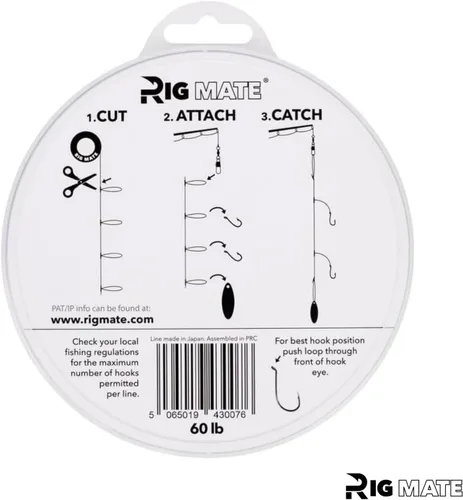 Vista 9 de Aparejos de bucle colgante preatados de 60 libras. Carrete de línea de pesca. Bucles separados 18 pulgadas con tamaño de bucle de 5.5 pulgadas.