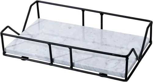 Vista 11 de MyGift Toallas de papel de triple pliegue, moderno soporte de toalla de mano de alambre de metal en acabado en tono latón, encimera de baño
