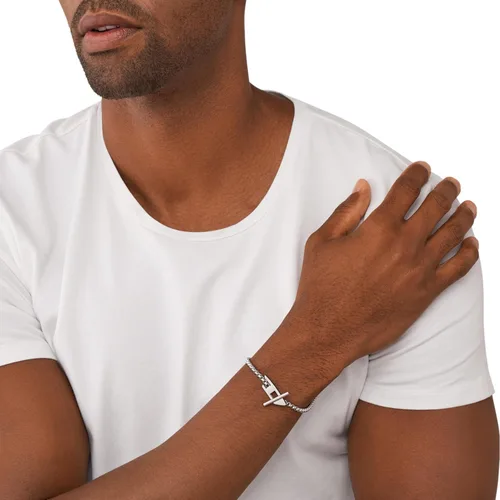 Vista 3 de Diesel Pulsera de cadena de acero inoxidable de plata para hombre (Modelo DX1476040), Acero inoxidable, Sin gemas.