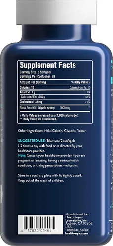 Vista 3 de Health Logics, Aceite de semilla de comino negro, Píldoras blandas, 100 unidades, 15936564099, 1, 1