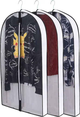 Vista 17 de Bolsas de ropa de 50 pulgadas para colgar ropa, fundas transparentes a prueba de trajes con refuerzos de 4 pulgadas para almacenamiento en armario