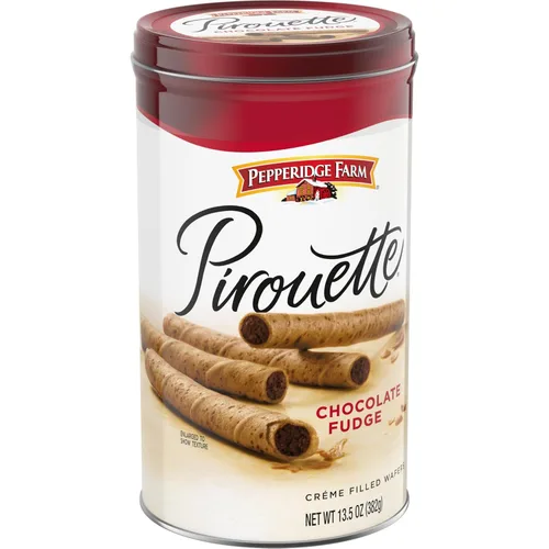 Vista 8 de Pepperidge Farm Pirouette Galletas, Obleas rellenas con créme de chocolate y turrón, 13.5 onzas en lata