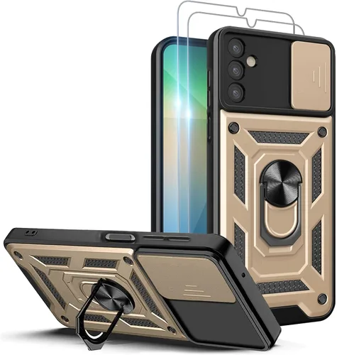 Vista 28 de Funda para teléfono Galaxy A06 4G: con protector de pantalla de 2 piezas, cubierta deslizante para cámara y soporte multiángulo para Samsung Galaxy