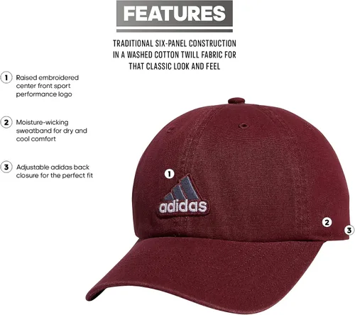 Vista 2 de adidas Gorra de algodón ajustable Ultimate 2.0 para hombre, Rojo sombrablancogris ónix