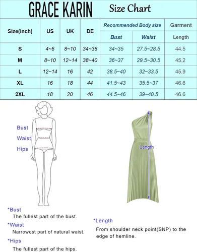 Vista 4 de GRACE KARIN Vestido de satén de verano 2023 con un hombro descubierto para mujer, sin mangas, plisado, vestido midi sexy de cóctel