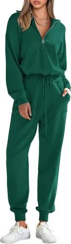 Vista 50 de PRETTYGARDEN Conjunto de suéter de 2 piezas para mujer, sudadera con cremallera, pantalones deportivos, ropa casual