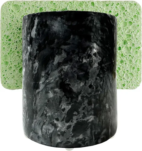 Vista 11 de Soporte de esponja de mármol para fregadero de cocina, plato de esponja, decoración rústica de granja (marrón oscuro)
