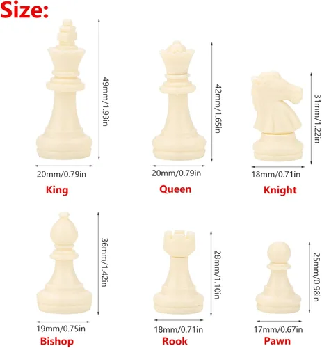 Vista 4 de Piezas de ajedrez, 32 piezas estándar torneo blanco y negro