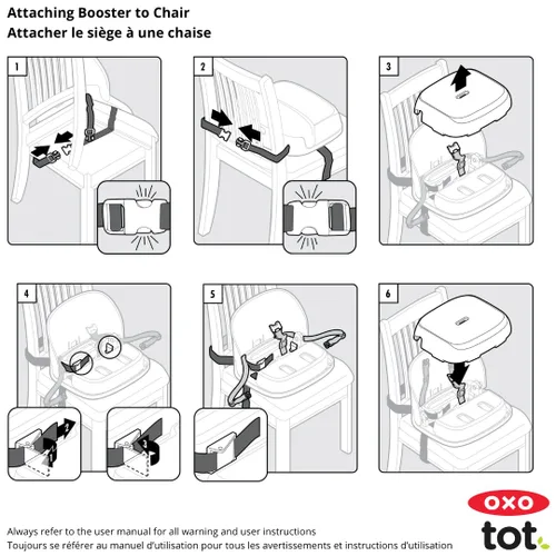 Vista 7 de Asiento elevador con correas para niños de Oxo Tot , Gris