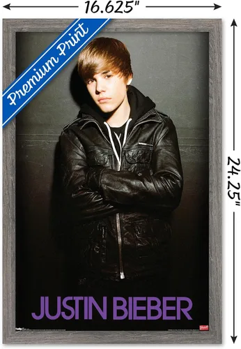Vista 3 de Trends International Justin Bieber - Póster de pared de amor, 14.725 x 22.375 pulgadas, versión enmarcada de madera de granero