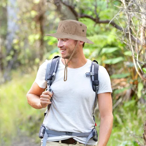 Vista 2 de FRTKK Sombrero militar Boonie táctico ajustable Boonie sombreros para hombres mujeres caza pesca al aire libre safari sol
