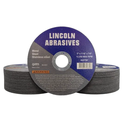 Vista 18 de 25 piezas de ruedas de corte Lincoln Abrasives Metal y acero inoxidable de 4.5" x 1/16" x 7/8
