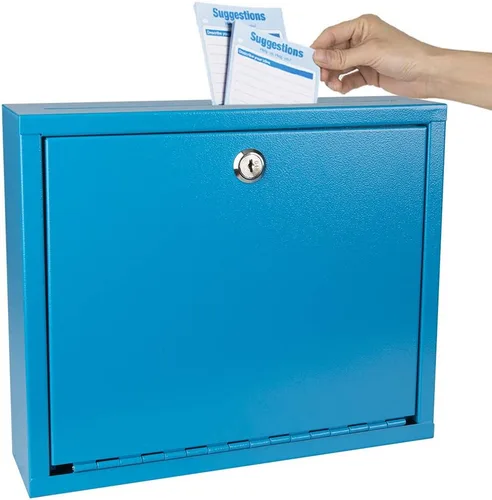 Vista 11 de KYODOLED Buzón de sugerencias con cerradura y ranura, pequeño buzón montado en la pared para oficina, caja para depositar llaves con 50 tarjetas